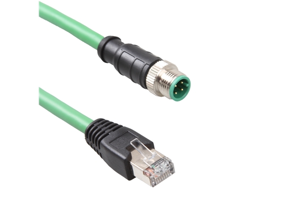 M12 4P A型公直頭（tóu）轉RJ45 德（dé）式工業網線